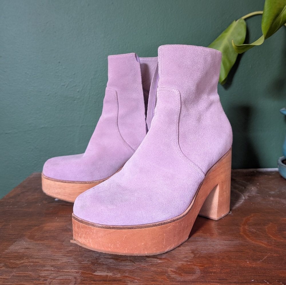 Charlotte Stone Paz Lilac Suede Ankle Boots